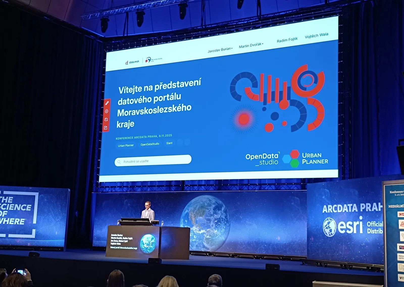 Opening slide of the regional data portal presentation on the conference screen